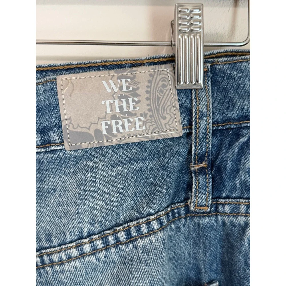 We The Free FP Boomerang Denim Shorts Womens 27 Blue Crossover High Rise